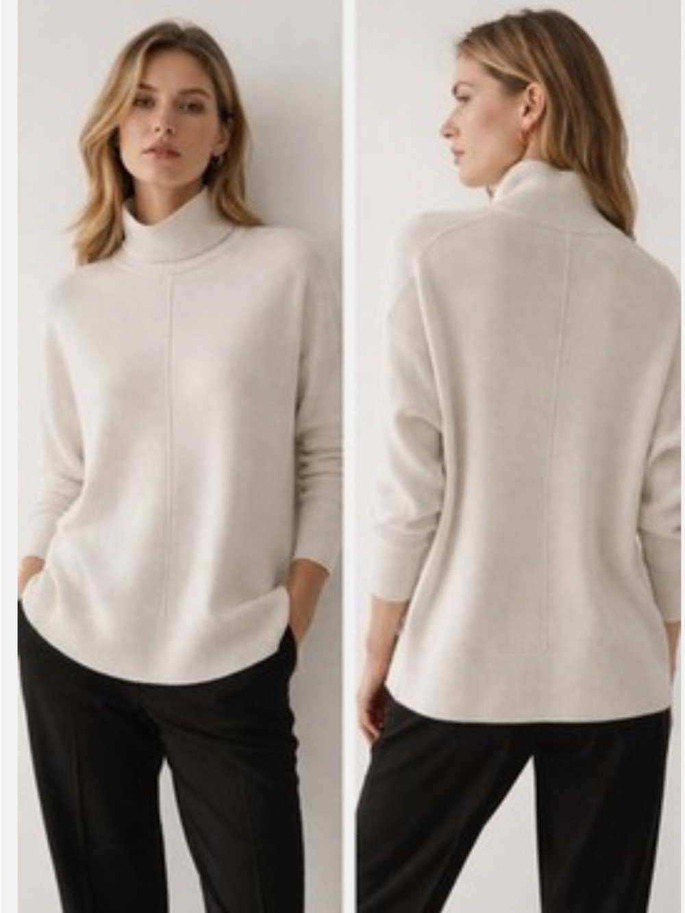 NWT Theory 100% Cashmere Ivory Mock Neck Sweater Medium